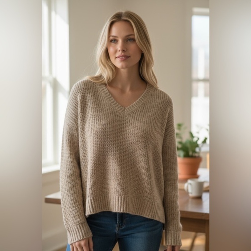 Michael Kors Knitted Toasted Almond Cream Sweater Small
